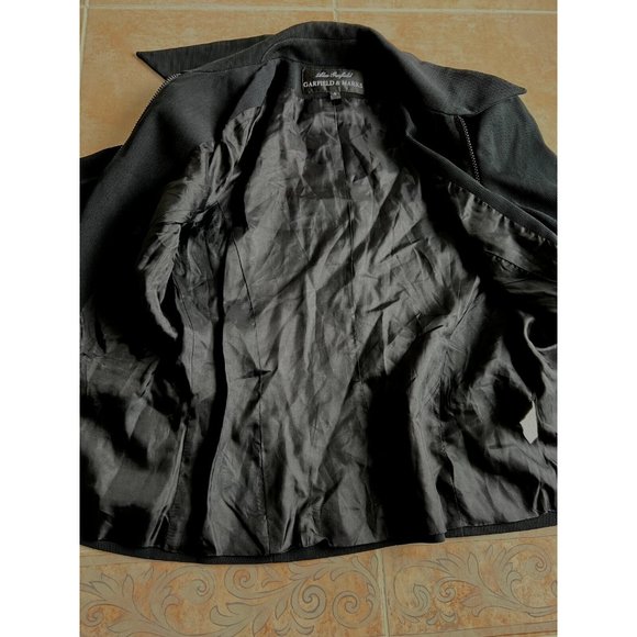Alex Garfield Garfield & Mark black Rib Jacket Blazer zipper Women Size 4 - Picture 5 of 7
